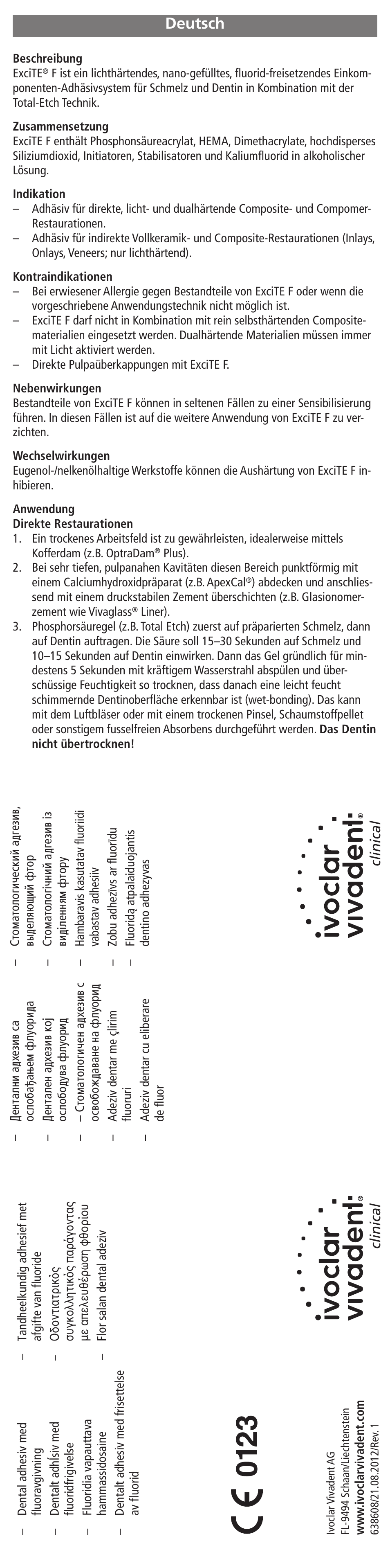 Deutsch | Ivoclar Vivadent ExciTE F User Manual | Page 3 / 48