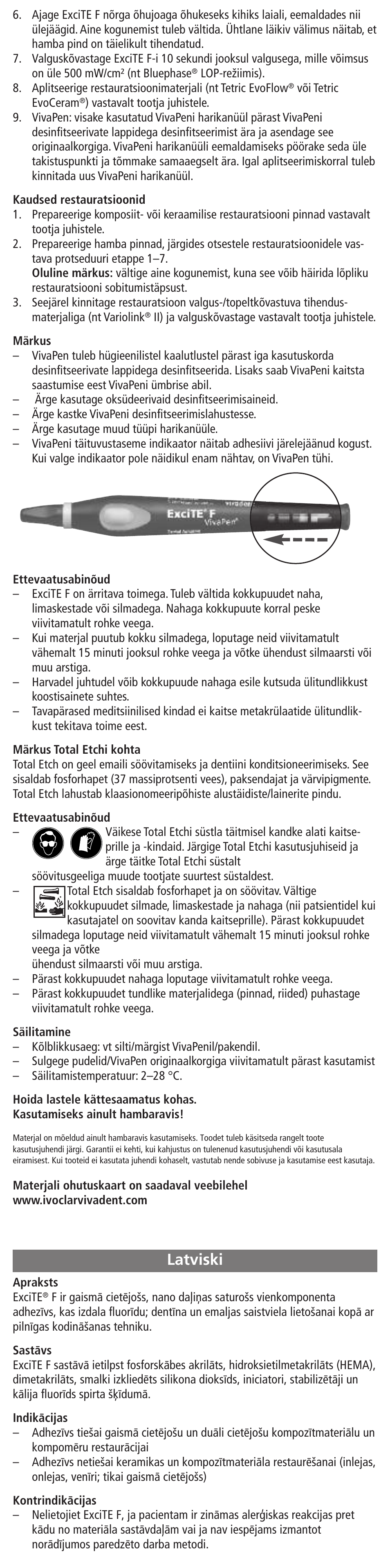 Latviski | Ivoclar Vivadent ExciTE F User Manual | Page 43 / 48
