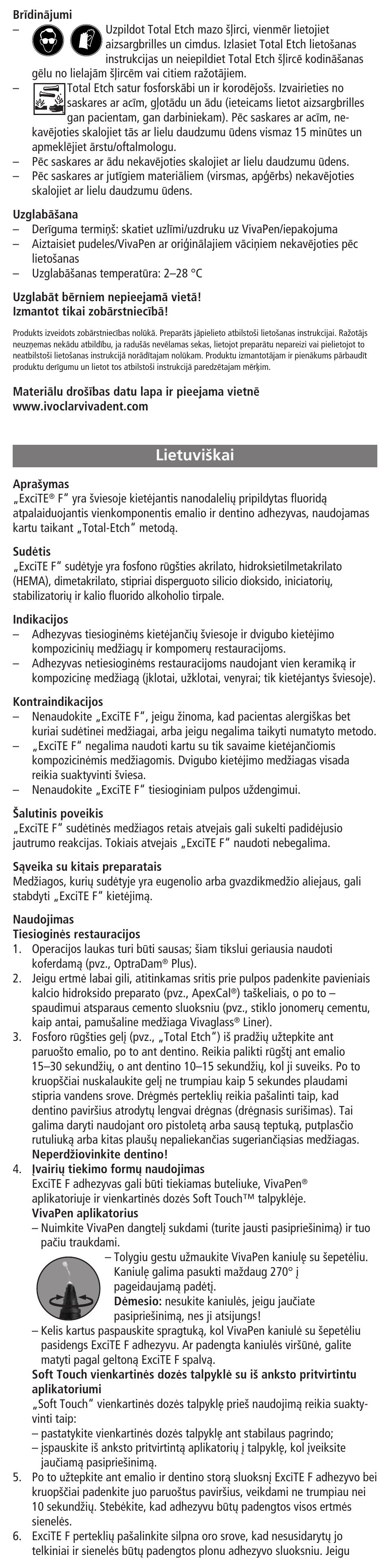 Lietuviskai, Lietuvi‰kai | Ivoclar Vivadent ExciTE F User Manual | Page 45 / 48