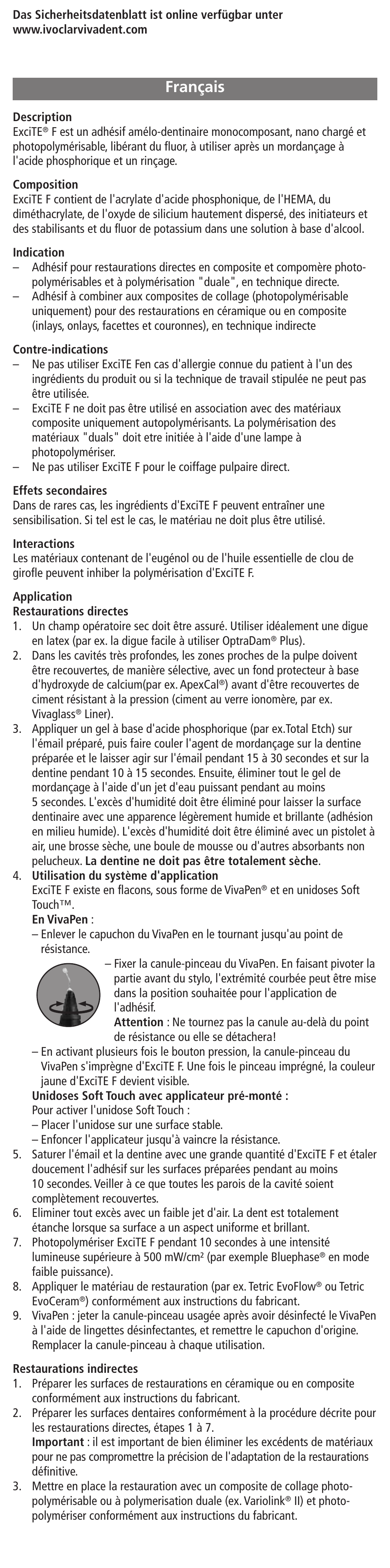 Français | Ivoclar Vivadent ExciTE F User Manual | Page 5 / 48