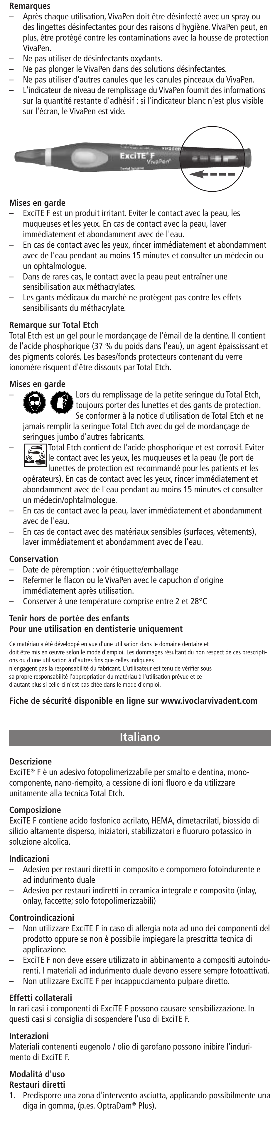 Italiano | Ivoclar Vivadent ExciTE F User Manual | Page 6 / 48
