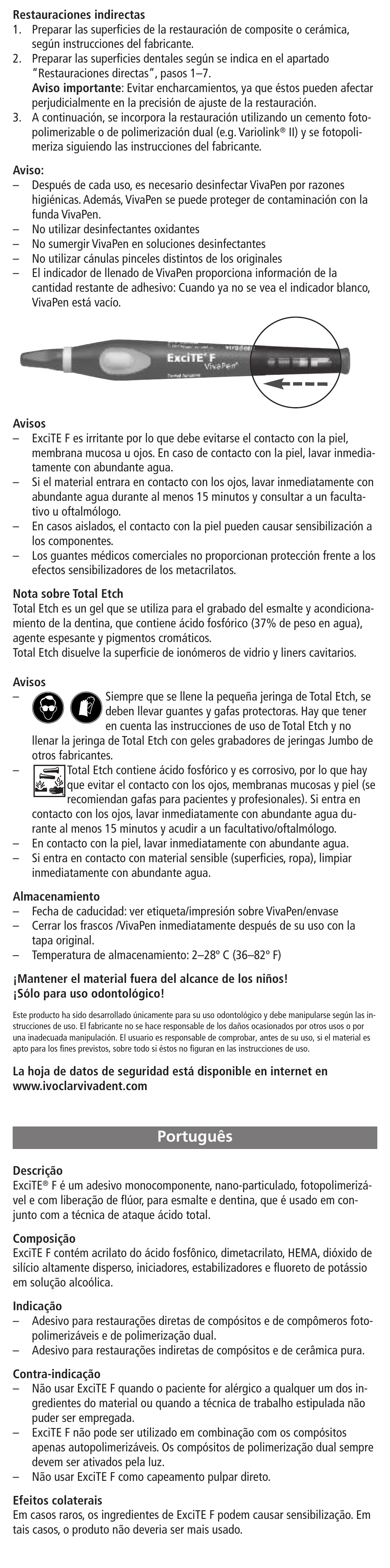 Português | Ivoclar Vivadent ExciTE F User Manual | Page 9 / 48