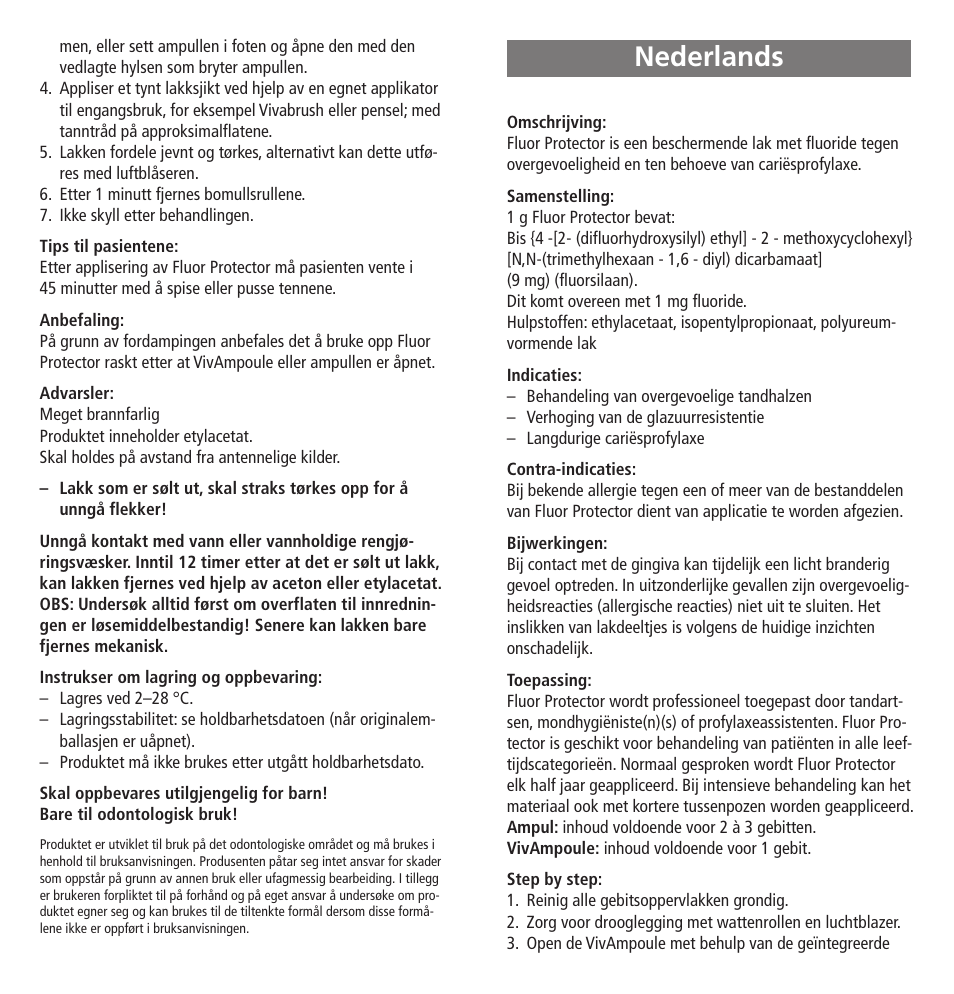 Nederlands | Ivoclar Vivadent Fluor Protector User Manual | Page 15 / 43