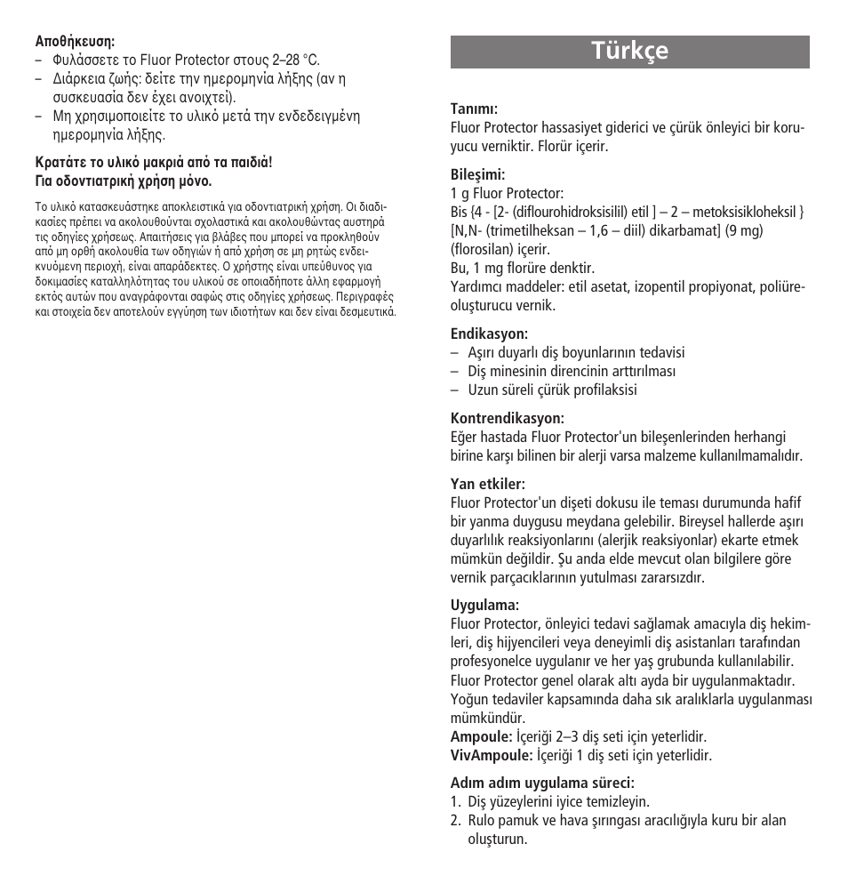 Türkçe | Ivoclar Vivadent Fluor Protector User Manual | Page 18 / 43