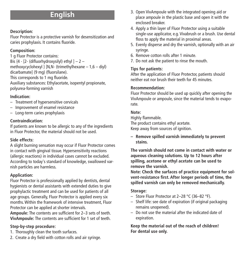 English | Ivoclar Vivadent Fluor Protector User Manual | Page 2 / 43