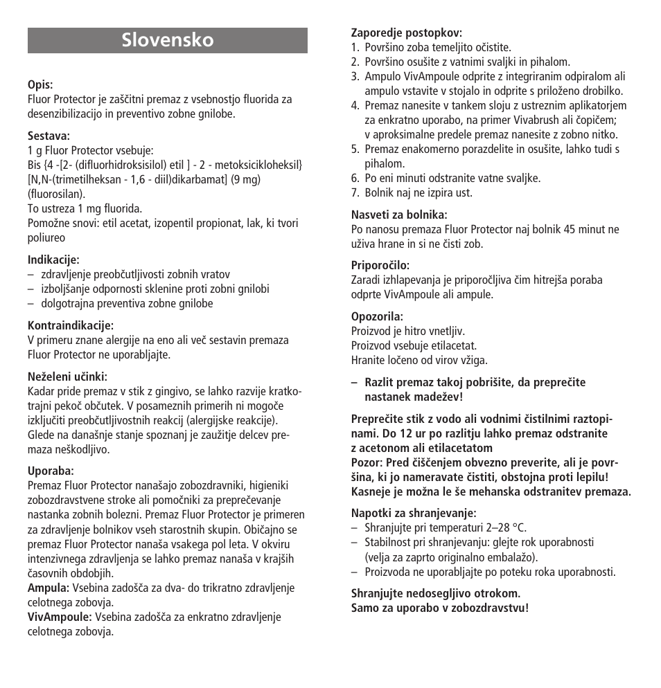 Slovensko | Ivoclar Vivadent Fluor Protector User Manual | Page 20 / 43