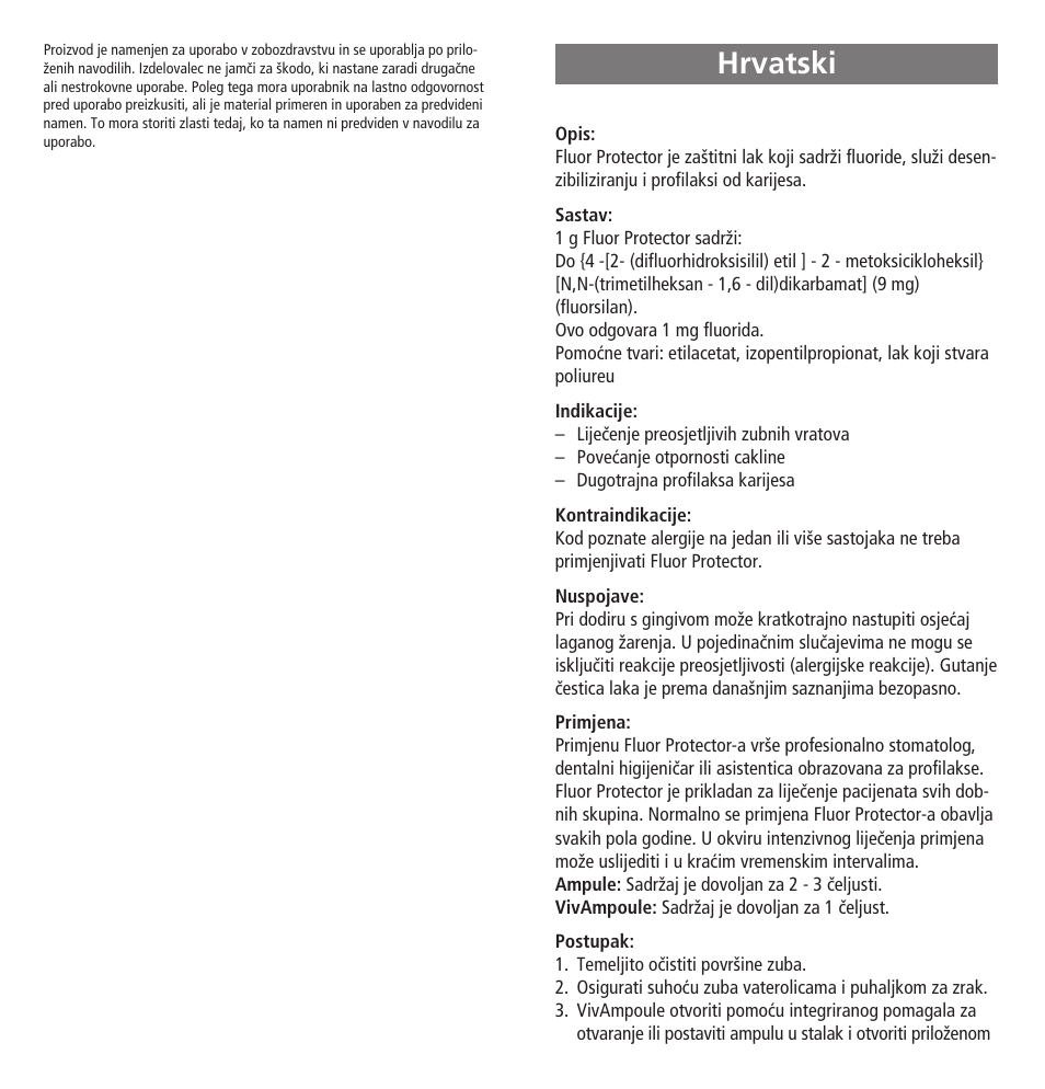 Hrvatski | Ivoclar Vivadent Fluor Protector User Manual | Page 21 / 43