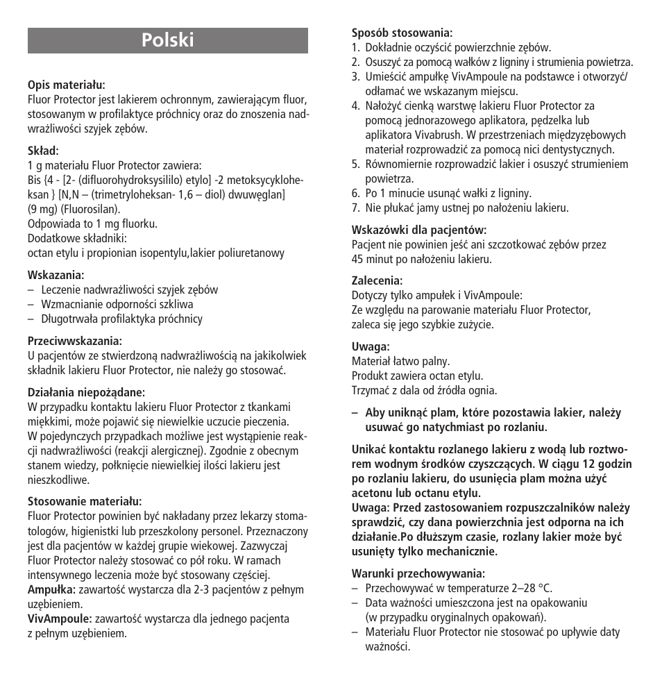 Polski | Ivoclar Vivadent Fluor Protector User Manual | Page 26 / 43