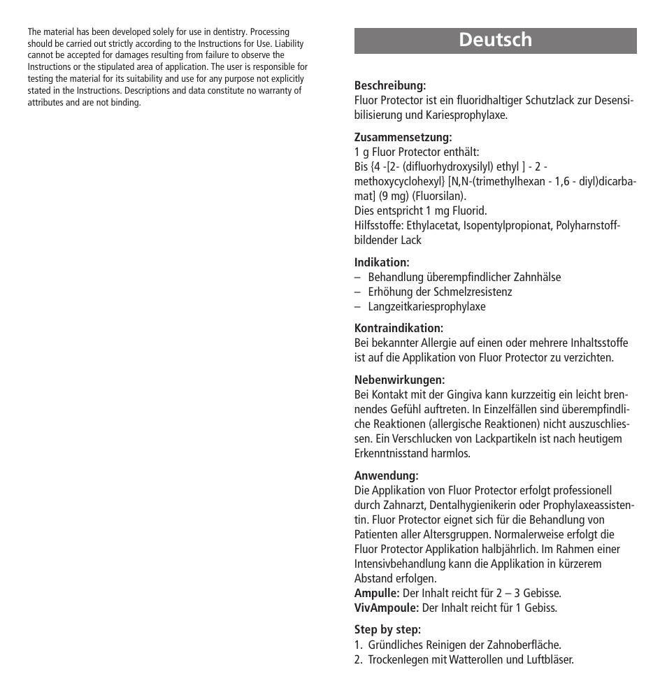 Deutsch | Ivoclar Vivadent Fluor Protector User Manual | Page 3 / 43