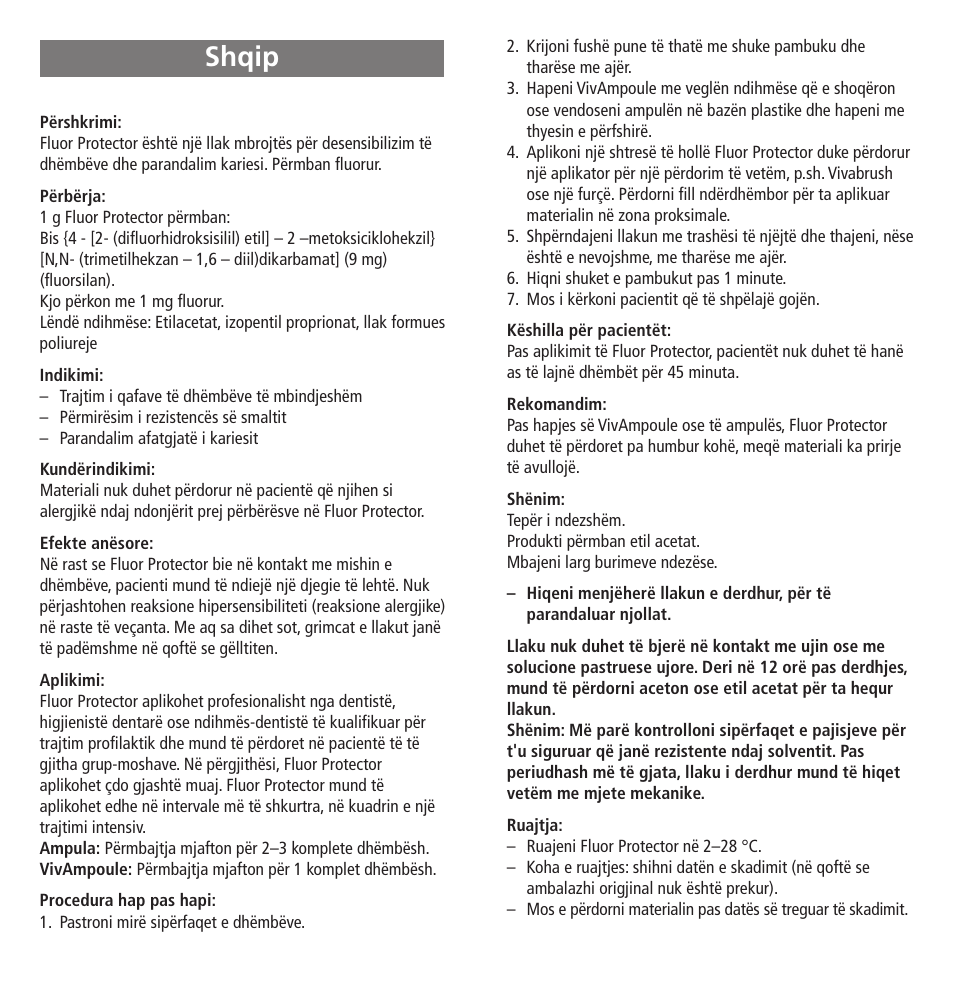 Shqip | Ivoclar Vivadent Fluor Protector User Manual | Page 32 / 43