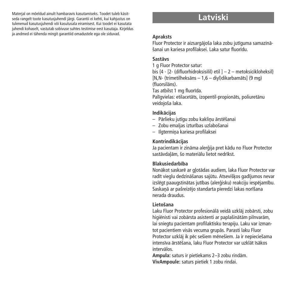 Latviski | Ivoclar Vivadent Fluor Protector User Manual | Page 39 / 43
