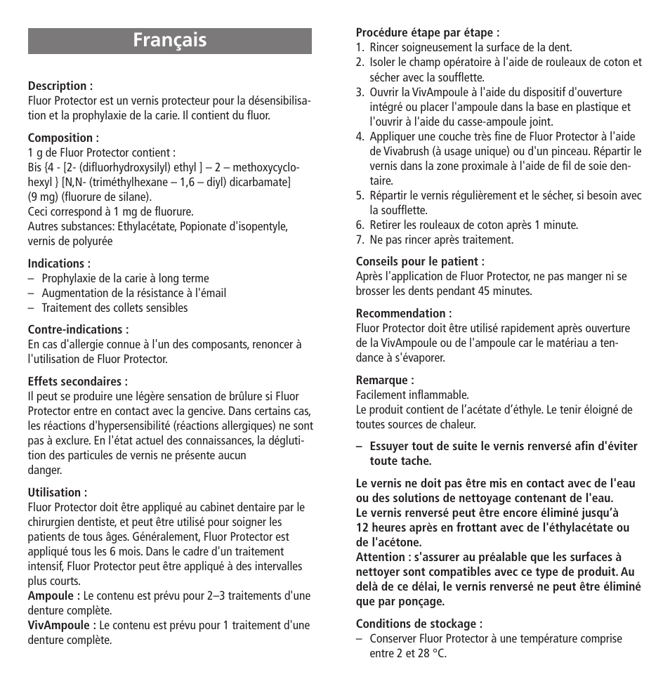 Français | Ivoclar Vivadent Fluor Protector User Manual | Page 5 / 43