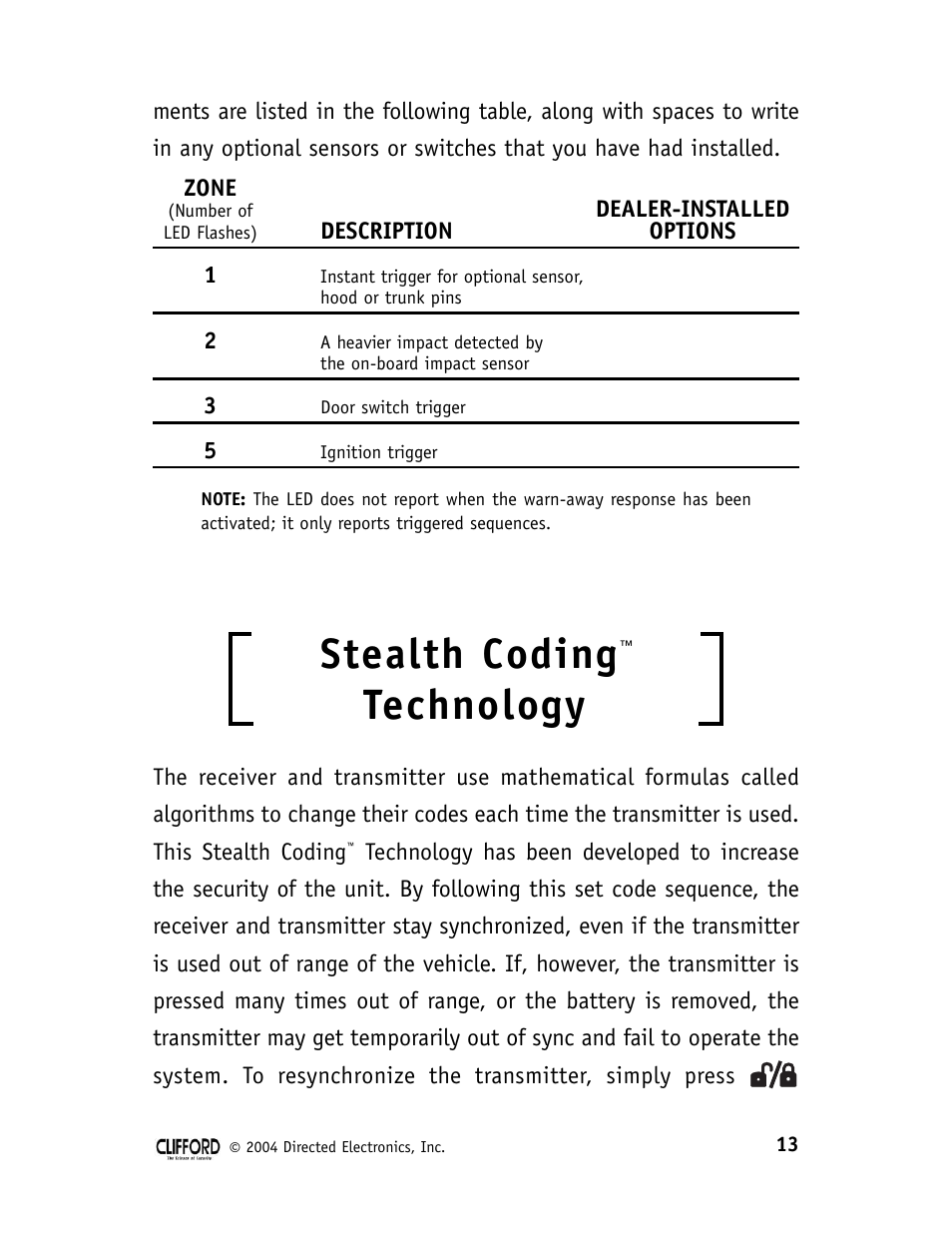 Stealth coding, Technology | CLIFFORD 22CX User Manual | Page 18 / 25