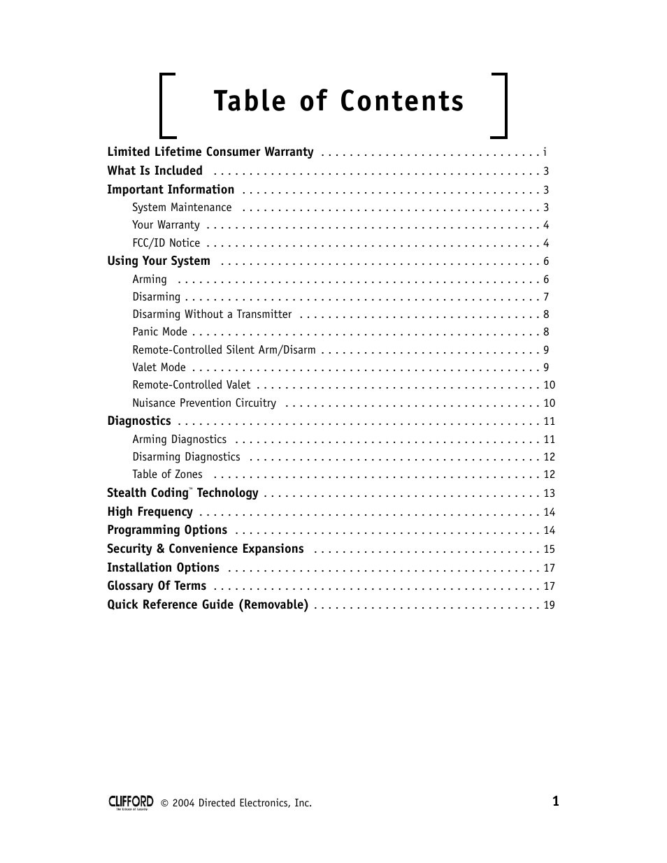 CLIFFORD 22CX User Manual | Page 6 / 25