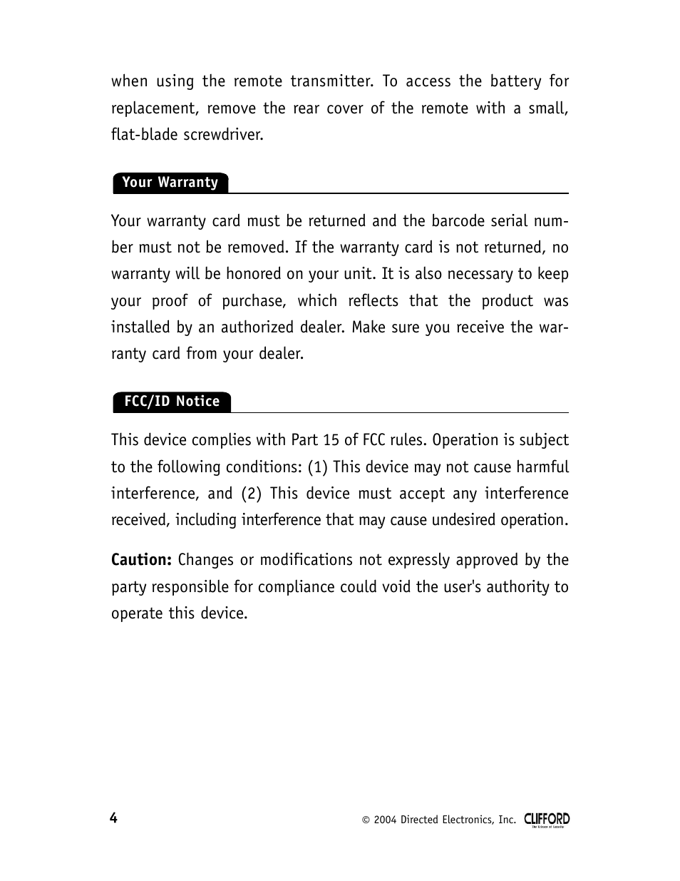 CLIFFORD 22CX User Manual | Page 9 / 25