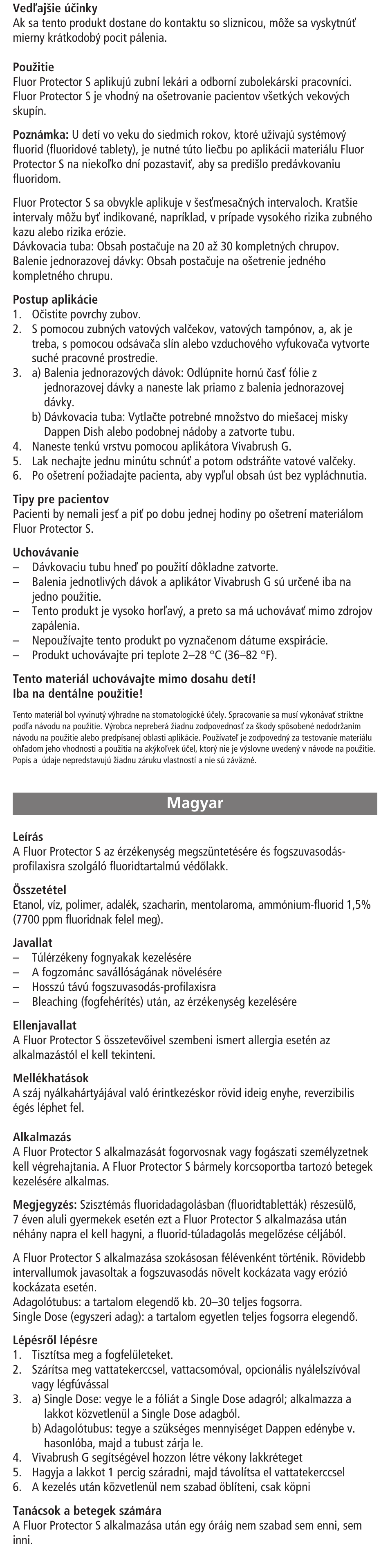 Magyar | Ivoclar Vivadent Fluor Protector S User Manual | Page 12 / 20