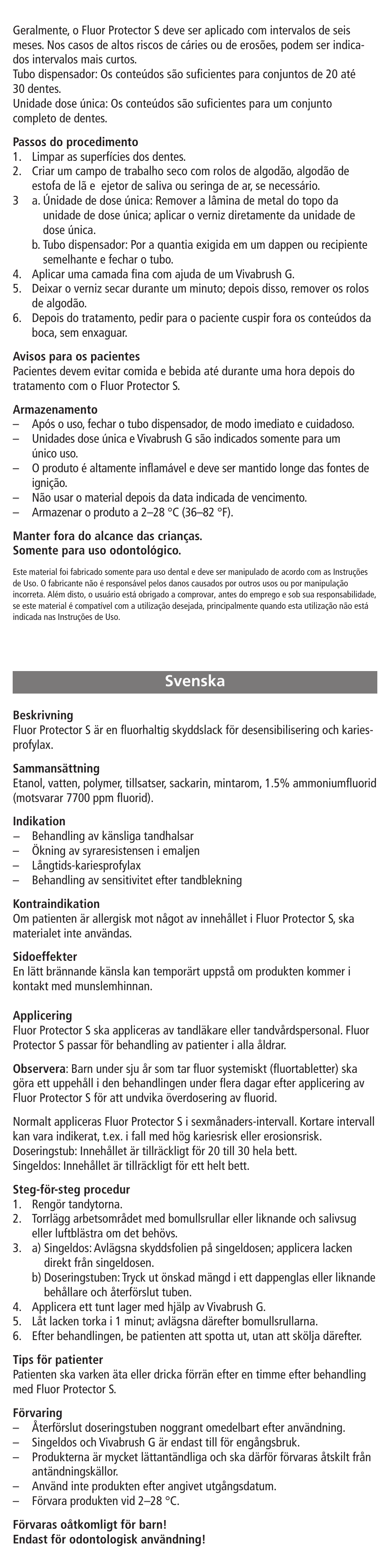 Svenska | Ivoclar Vivadent Fluor Protector S User Manual | Page 5 / 20