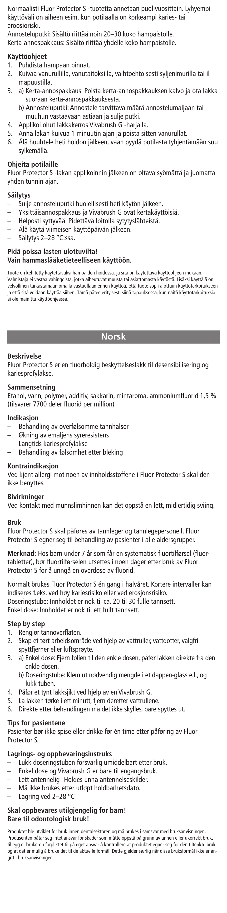 Norsk | Ivoclar Vivadent Fluor Protector S User Manual | Page 7 / 20