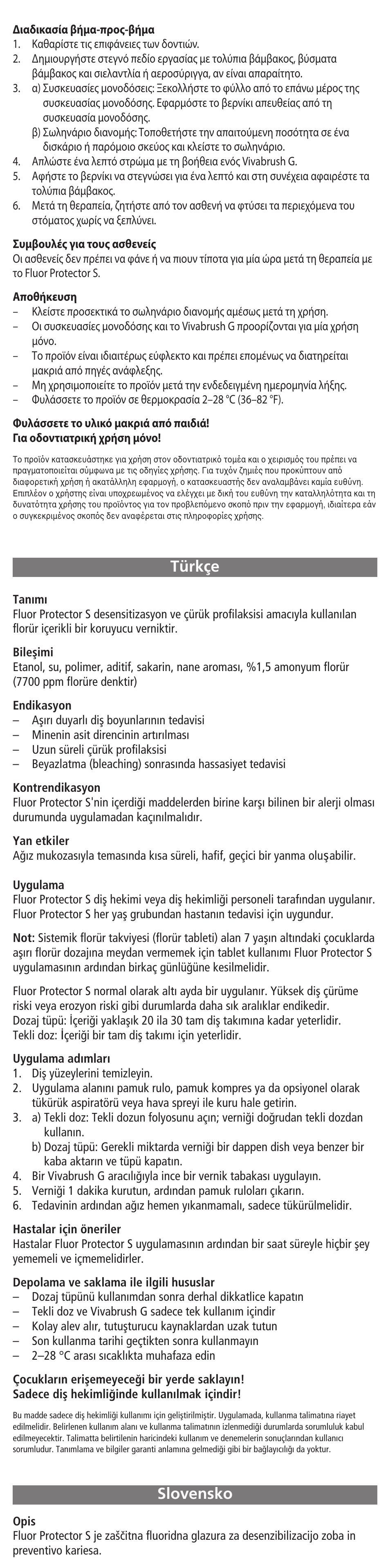 Türkçe, Türkçe slovensko | Ivoclar Vivadent Fluor Protector S User Manual | Page 9 / 20