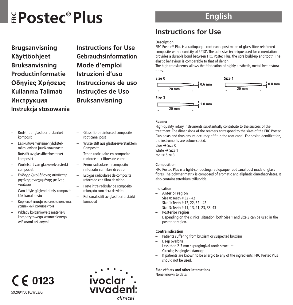 Ivoclar Vivadent FRC Postec Plus User Manual | 32 pages