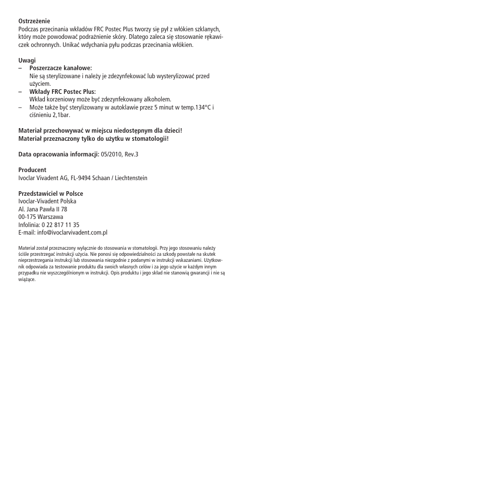 Ivoclar Vivadent FRC Postec Plus User Manual | Page 31 / 32
