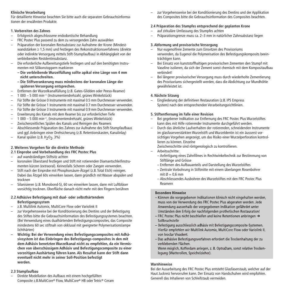 Ivoclar Vivadent FRC Postec Plus User Manual | Page 4 / 32