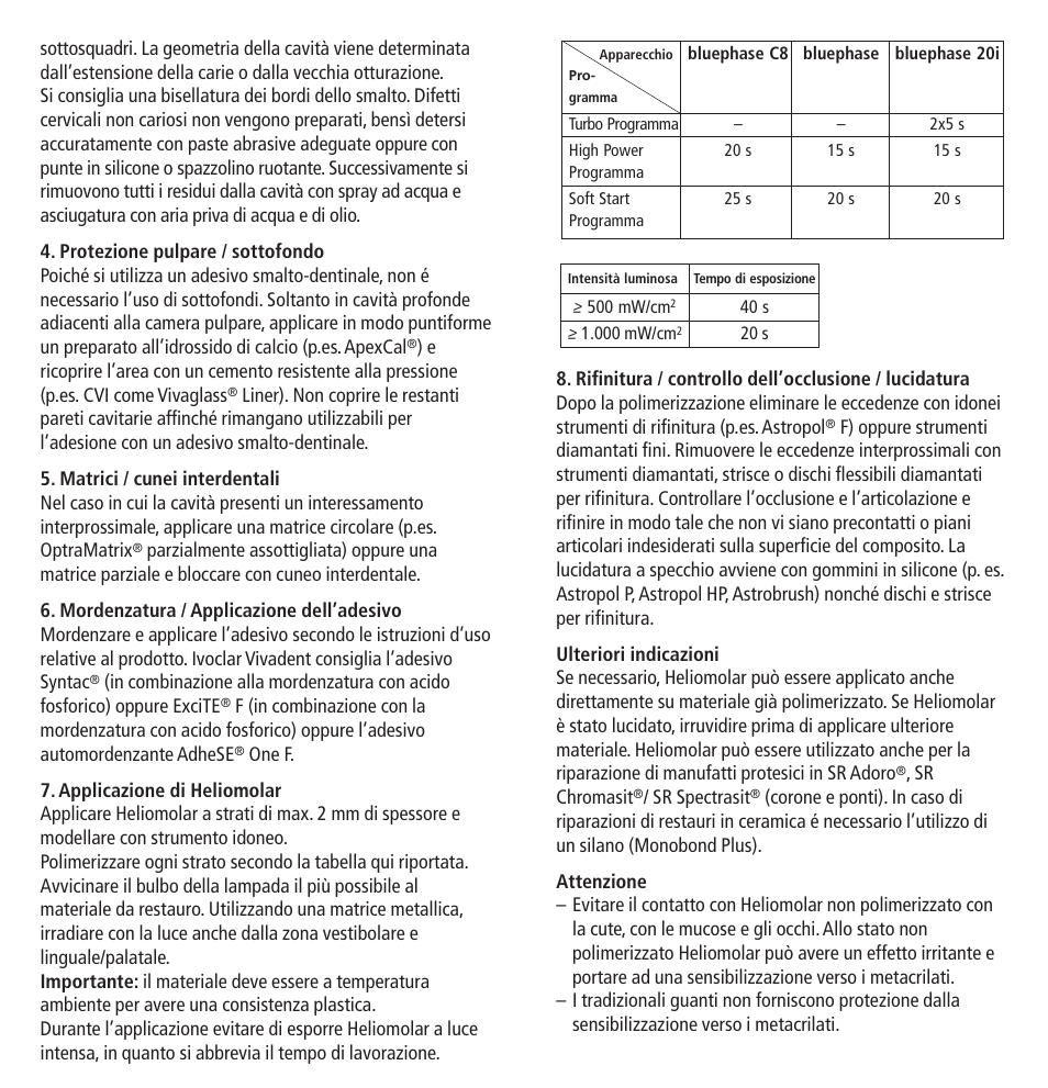 Ivoclar Vivadent Heliomolar User Manual | Page 10 / 35