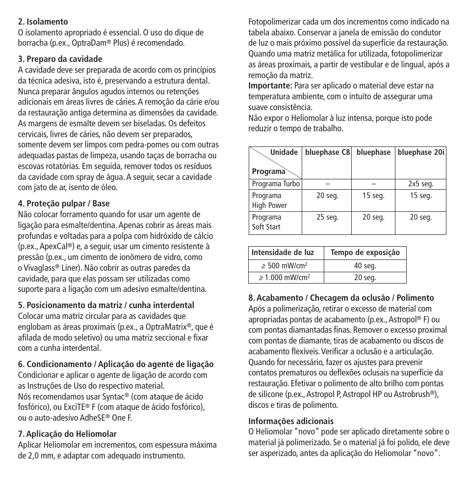 Ivoclar Vivadent Heliomolar User Manual | Page 15 / 35