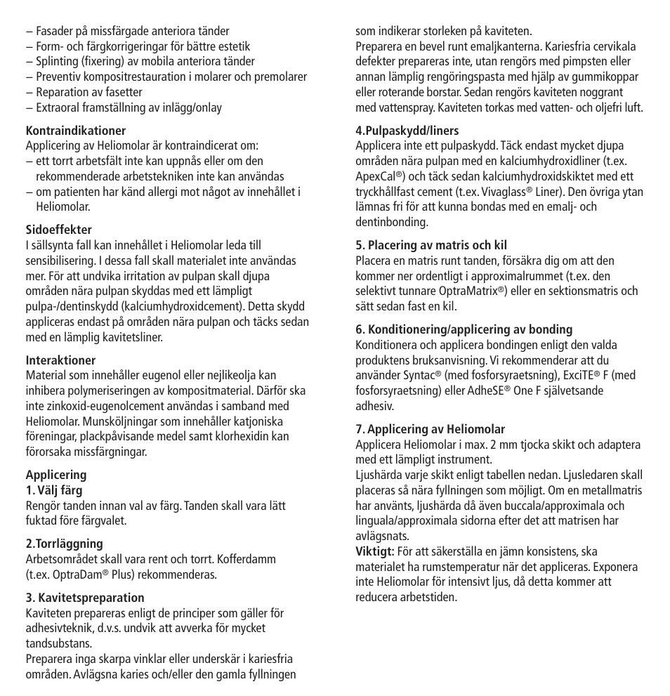 Ivoclar Vivadent Heliomolar User Manual | Page 17 / 35
