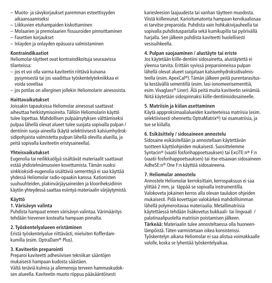 Ivoclar Vivadent Heliomolar User Manual | Page 22 / 35