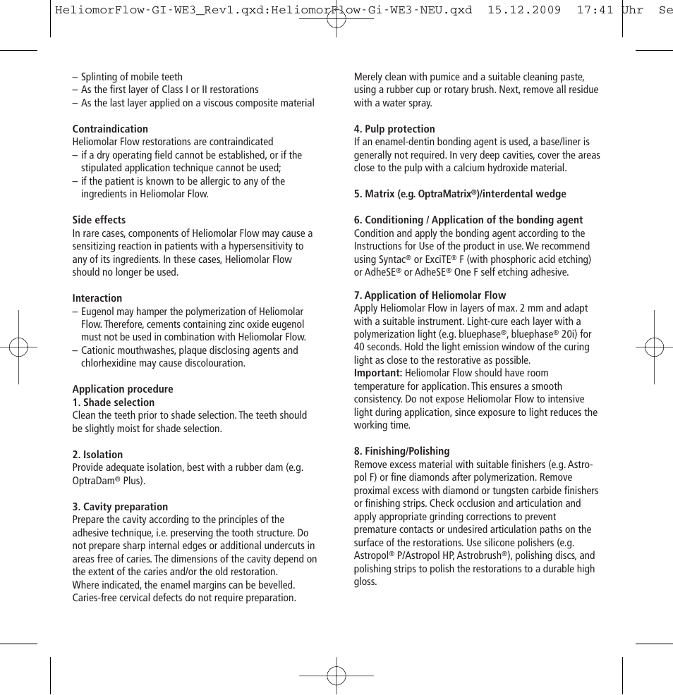 Ivoclar Vivadent Heliomolar Flow User Manual | Page 2 / 28