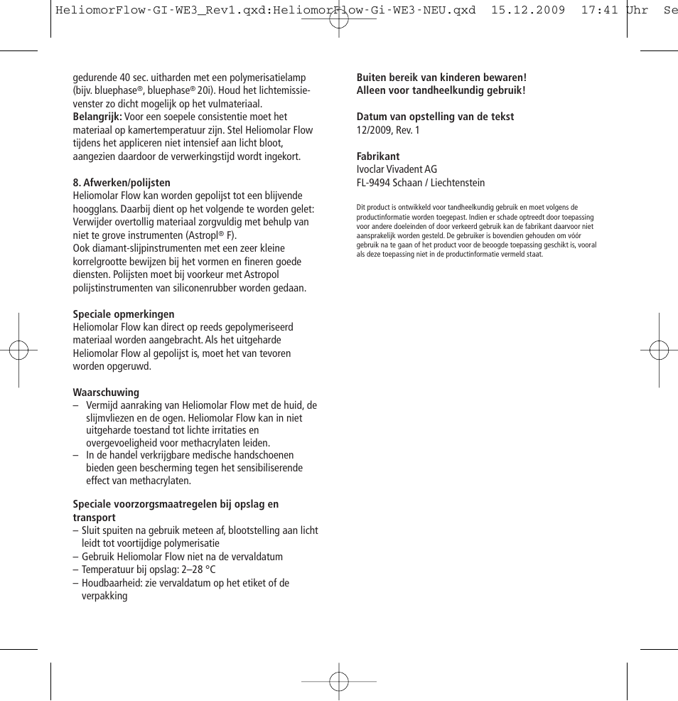 Ivoclar Vivadent Heliomolar Flow User Manual | Page 23 / 28