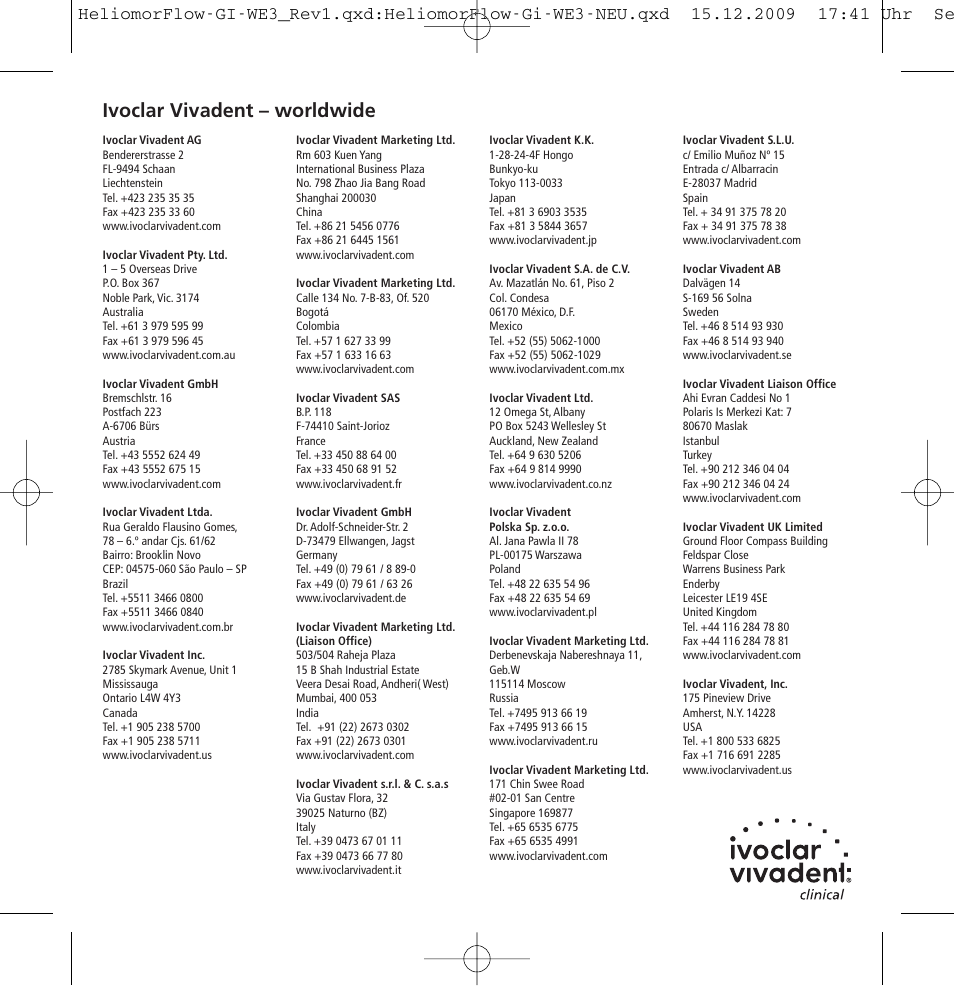 Ivoclar vivadent – worldwide | Ivoclar Vivadent Heliomolar Flow User Manual | Page 28 / 28