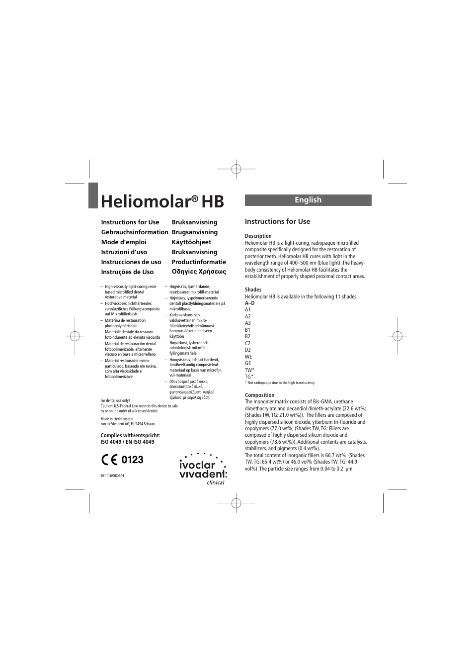 Ivoclar Vivadent Heliomolar HB User Manual | 32 pages