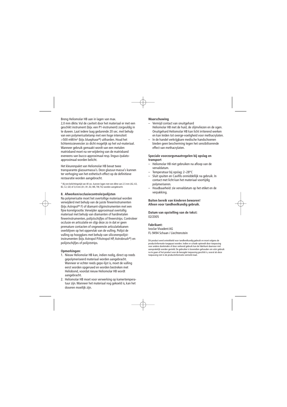 Ivoclar Vivadent Heliomolar HB User Manual | Page 28 / 32