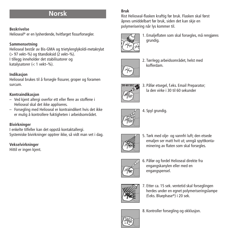 Norsk | Ivoclar Vivadent Helioseal User Manual | Page 15 / 24