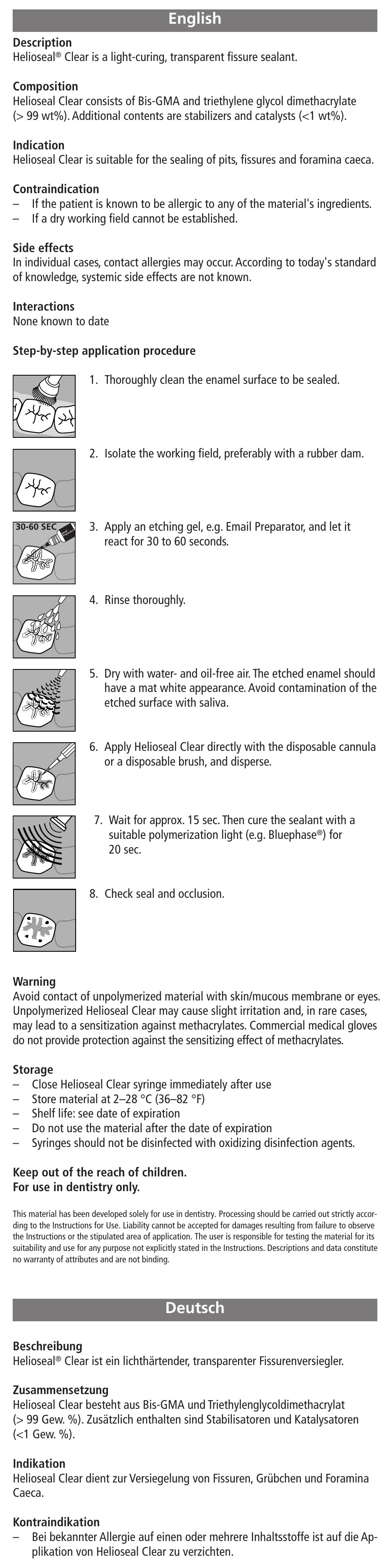 Ivoclar Vivadent Helioseal Clear User Manual | 17 pages