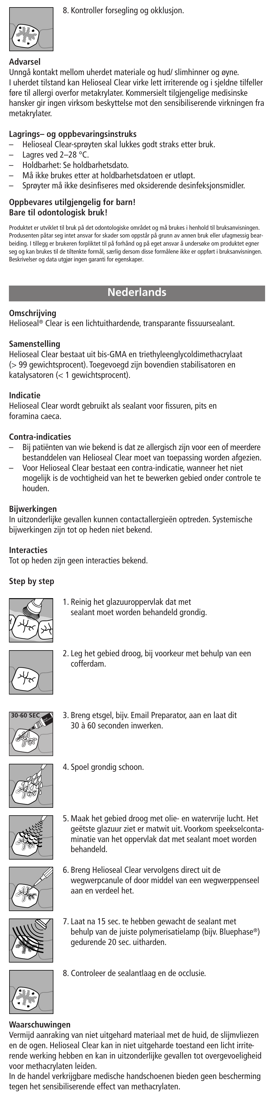 Nederlands | Ivoclar Vivadent Helioseal Clear User Manual | Page 10 / 17