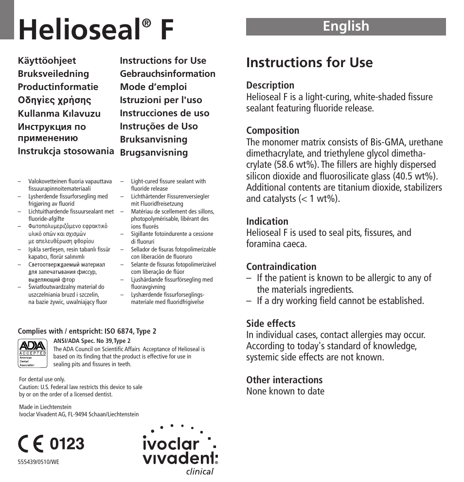 Ivoclar Vivadent Helioseal F User Manual | 25 pages