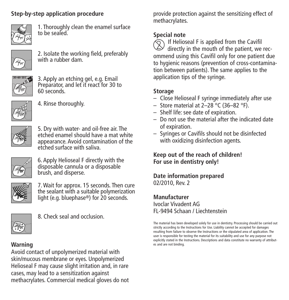 Ivoclar Vivadent Helioseal F User Manual | Page 2 / 25