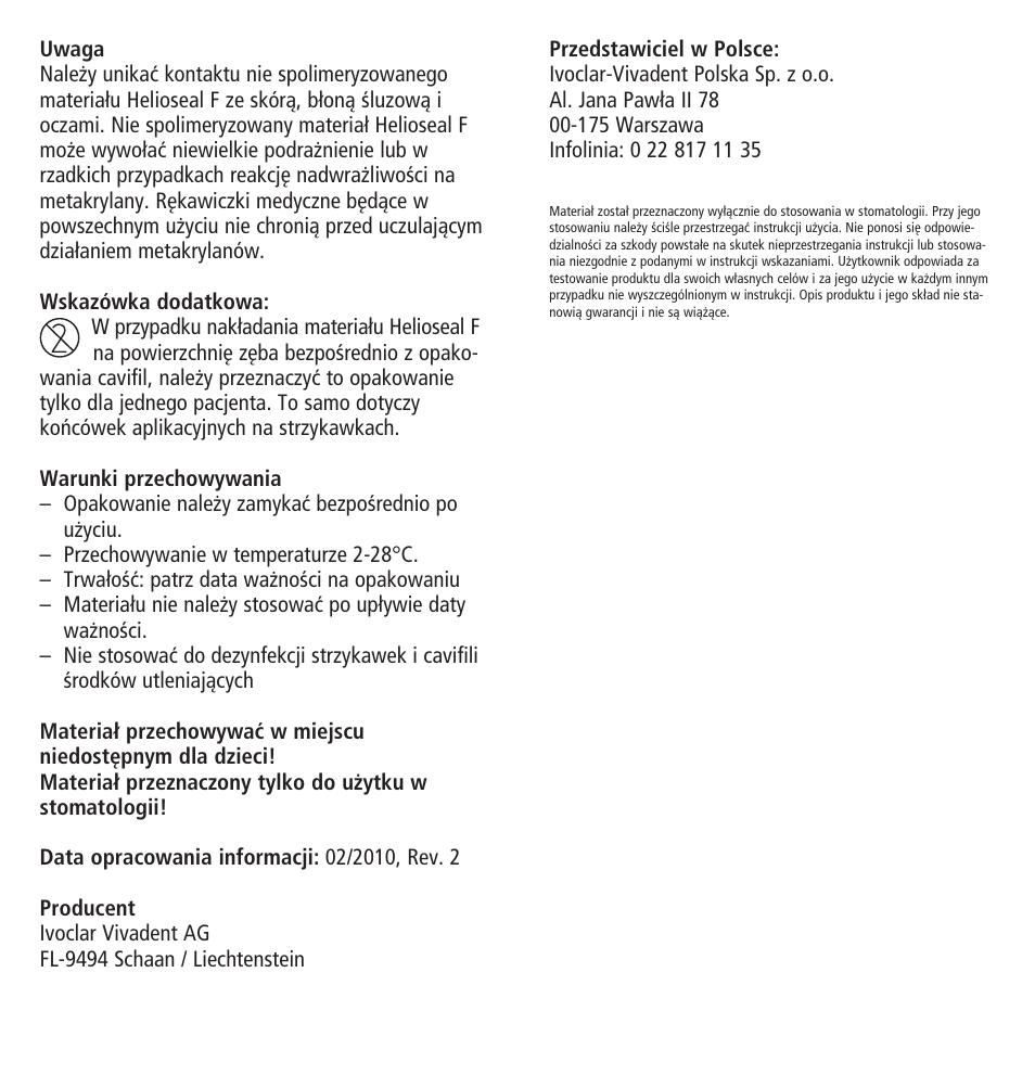 Ivoclar Vivadent Helioseal F User Manual | Page 24 / 25