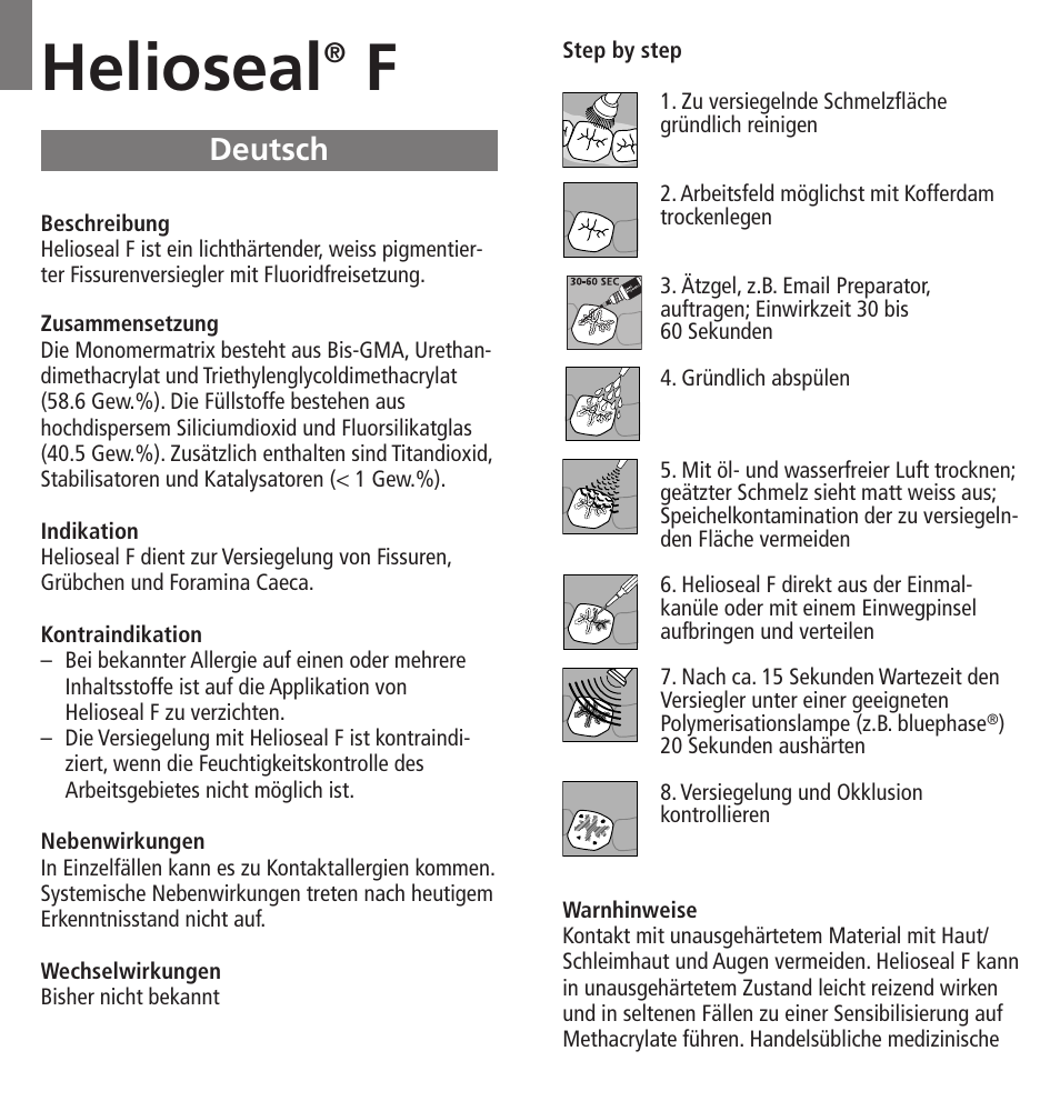 Deutsch, Helioseal | Ivoclar Vivadent Helioseal F User Manual | Page 3 / 25