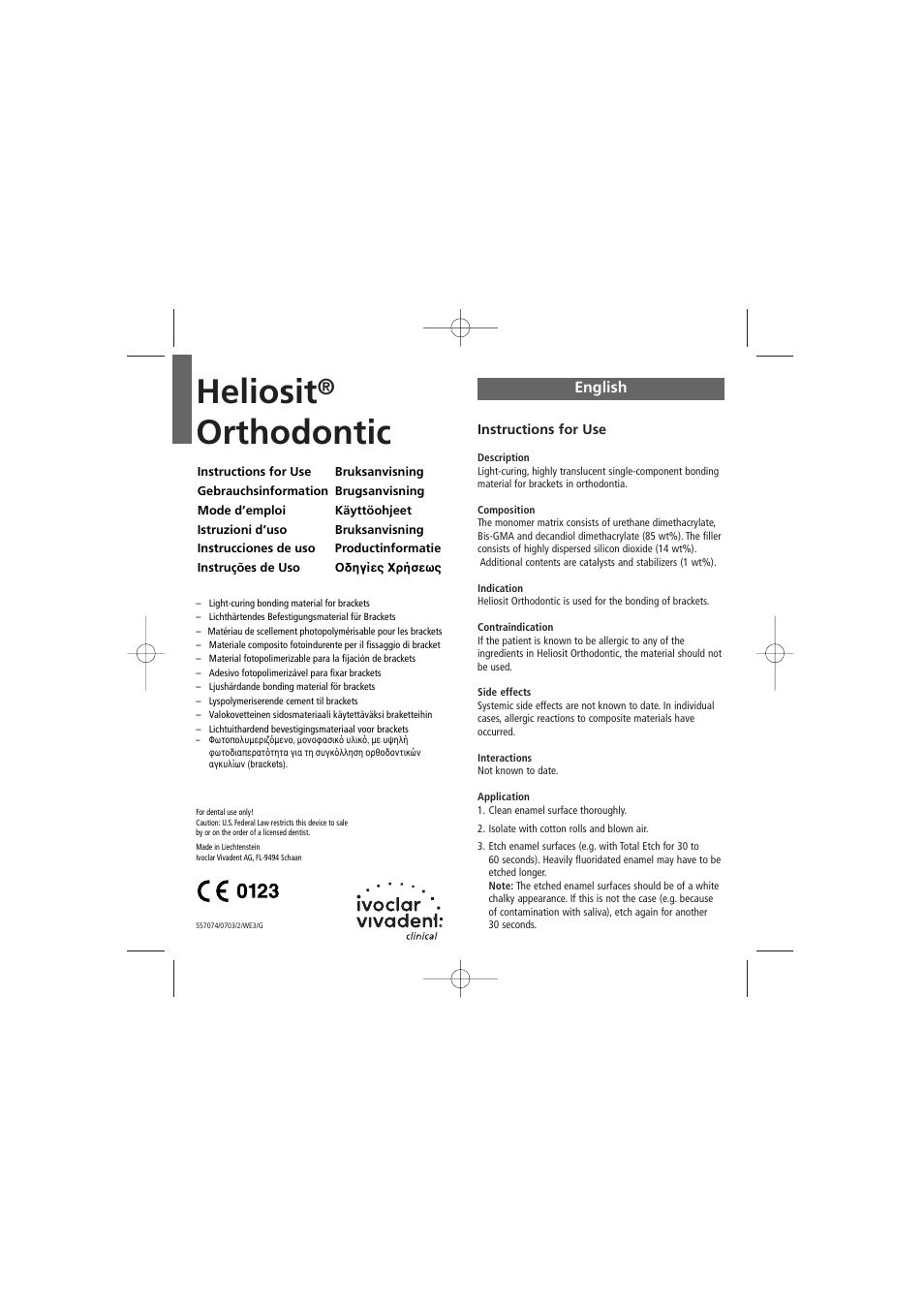 Ivoclar Vivadent Heliosit Orthodontic User Manual | 20 pages