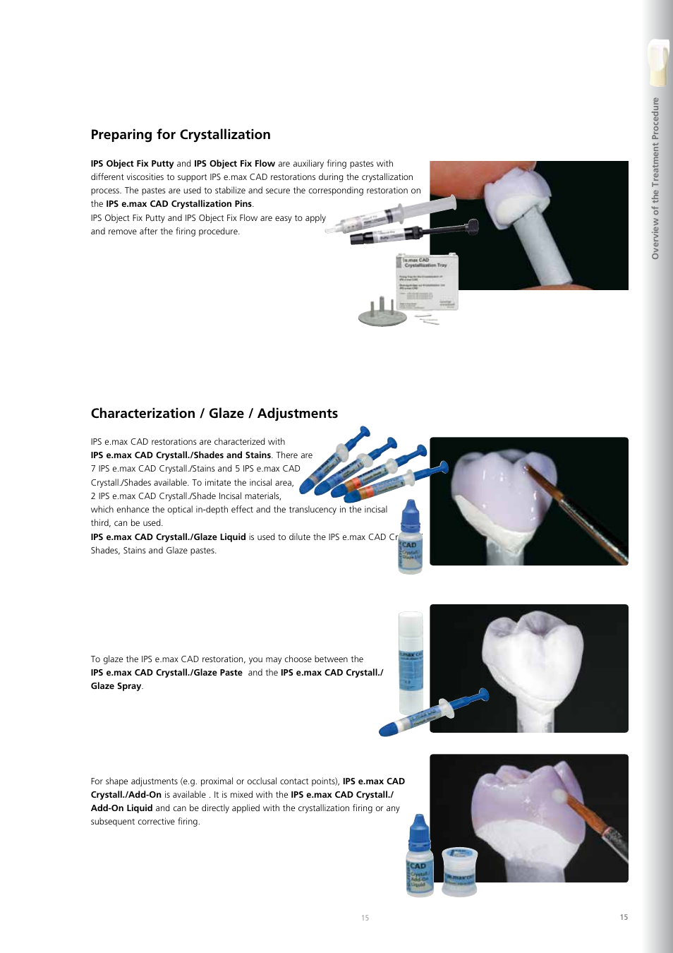 Preparing for crystallization, Characterization / glaze / adjustments | Ivoclar Vivadent IPS e.max CAD Chairside User Manual | Page 15 / 52
