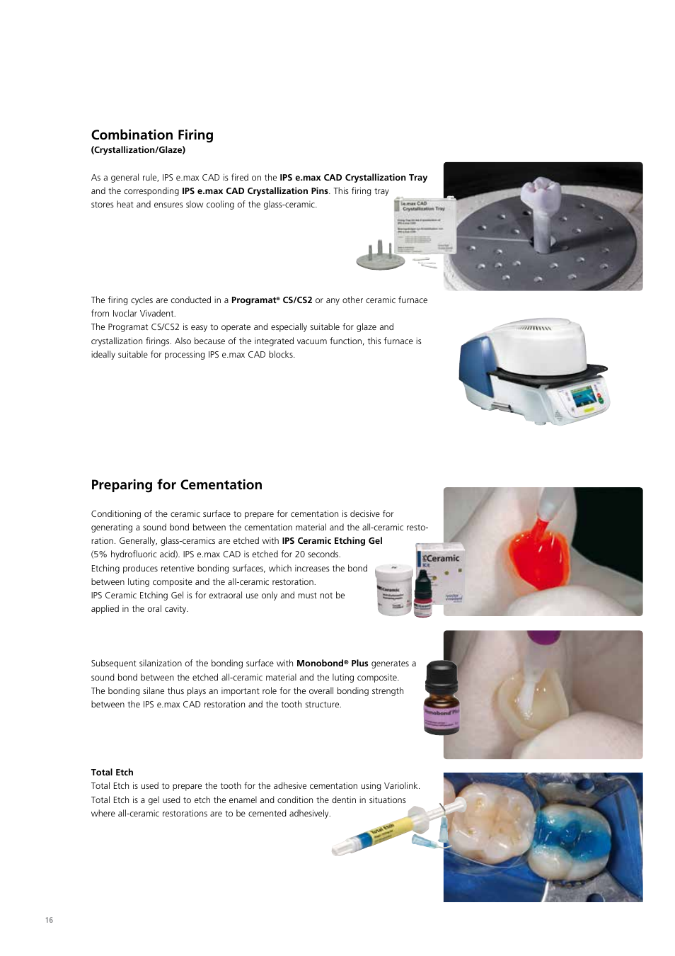 Combination firing, Preparing for cementation | Ivoclar Vivadent IPS e.max CAD Chairside User Manual | Page 16 / 52