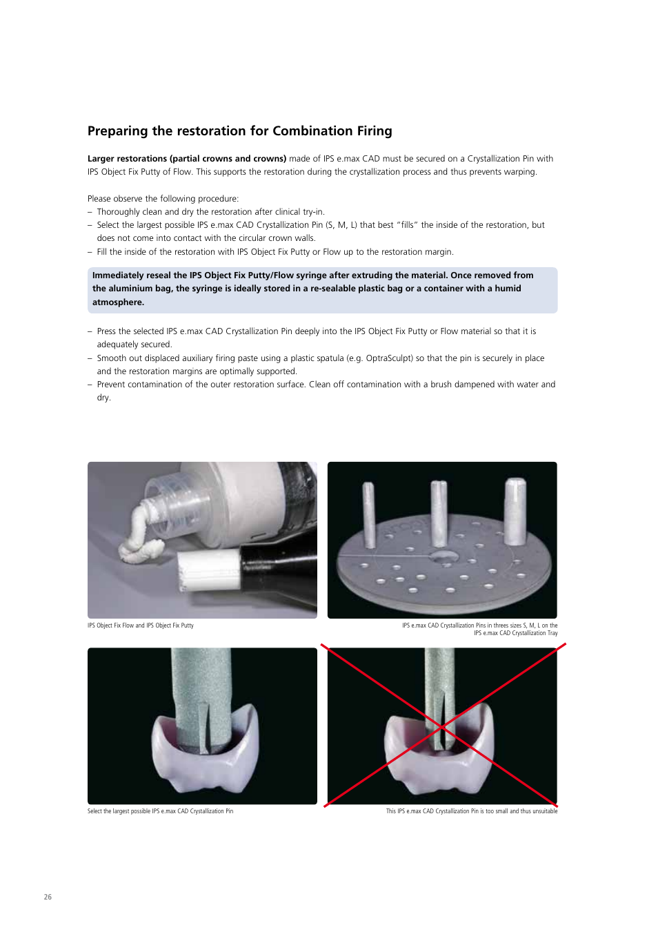 Preparing the restoration for combination firing | Ivoclar Vivadent IPS e.max CAD Chairside User Manual | Page 26 / 52