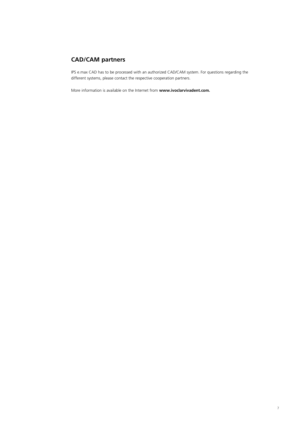 Cad/cam partners | Ivoclar Vivadent IPS e.max CAD Chairside User Manual | Page 7 / 52