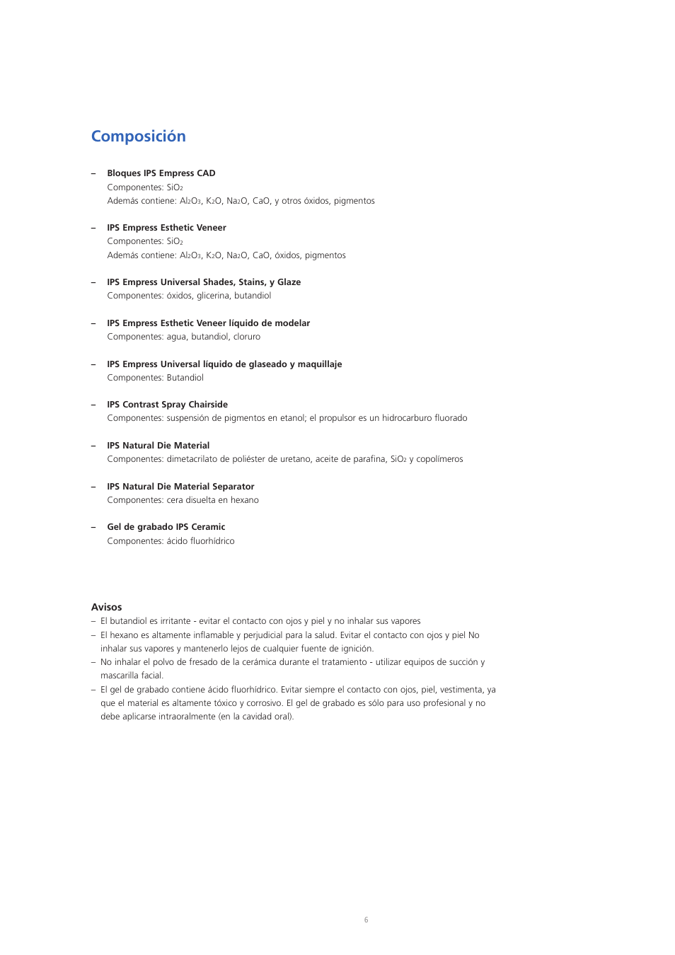 Composición | Ivoclar Vivadent IPS Empress CAD Chairside - de-en-es-it-ru User Manual | Page 102 / 240