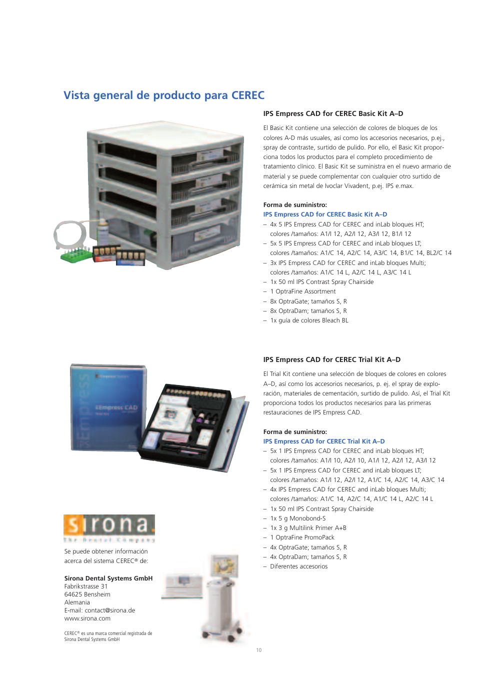 Vista general de producto para cerec | Ivoclar Vivadent IPS Empress CAD Chairside - de-en-es-it-ru User Manual | Page 106 / 240