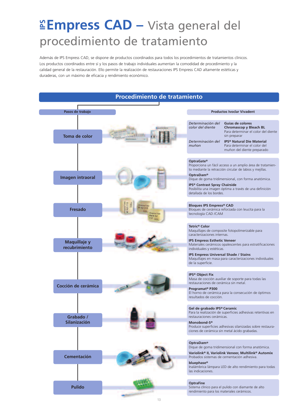 Empress cad, Vista general del procedimiento de tratamiento, Ip s | Procedimiento de tratamiento | Ivoclar Vivadent IPS Empress CAD Chairside - de-en-es-it-ru User Manual | Page 109 / 240